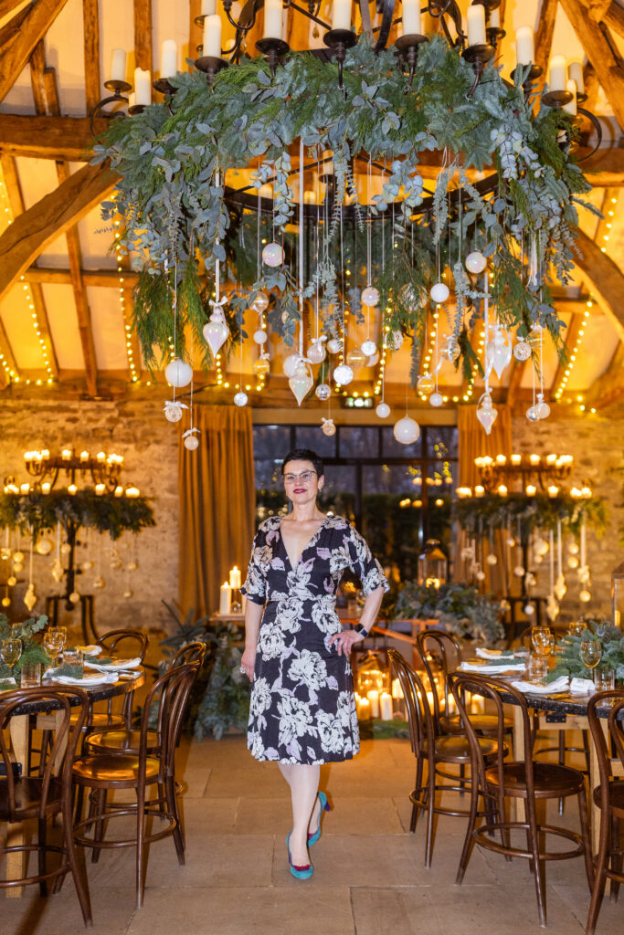 Oana from Inspired By You in the Tithe Barn before Charlotte and Andy's wedding reception